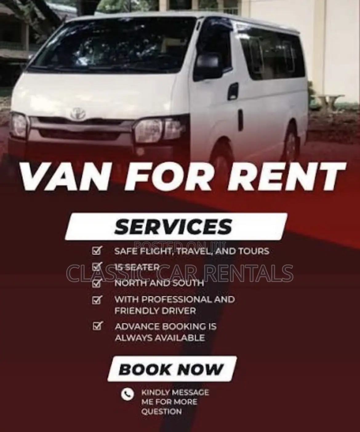 Toyota Hiace Vans ( Drones) for Hire