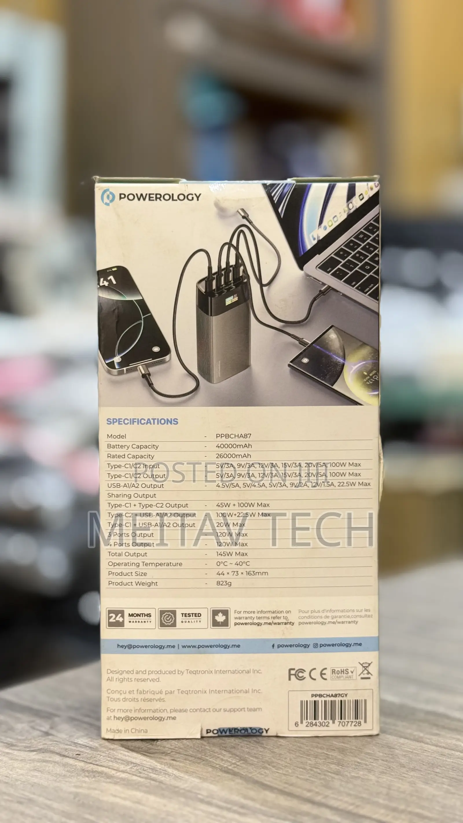 Powerology Volt Edge Power Bank 40000mah 100w