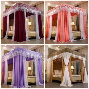 Four Stand Rail Mosquito Net With Curtains