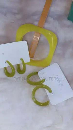Combo Square Bangle and Acrylic Hoop Earrings