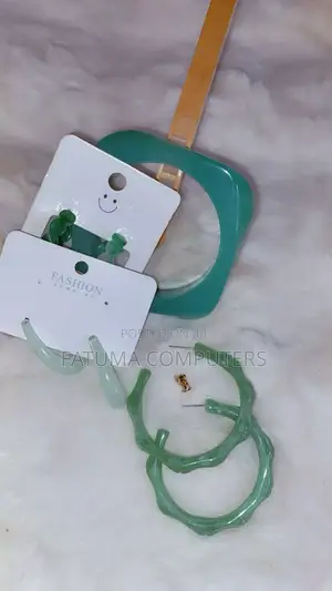 Combo Square Bangle and Acrylic Hoop Earrings