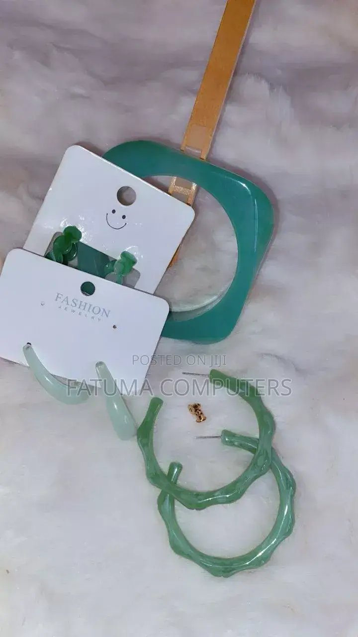Combo Square Bangle and Acrylic Hoop Earrings