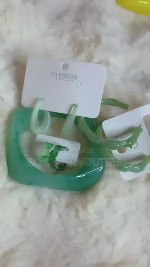 Combo Square Bangle and Acrylic Hoop Earrings