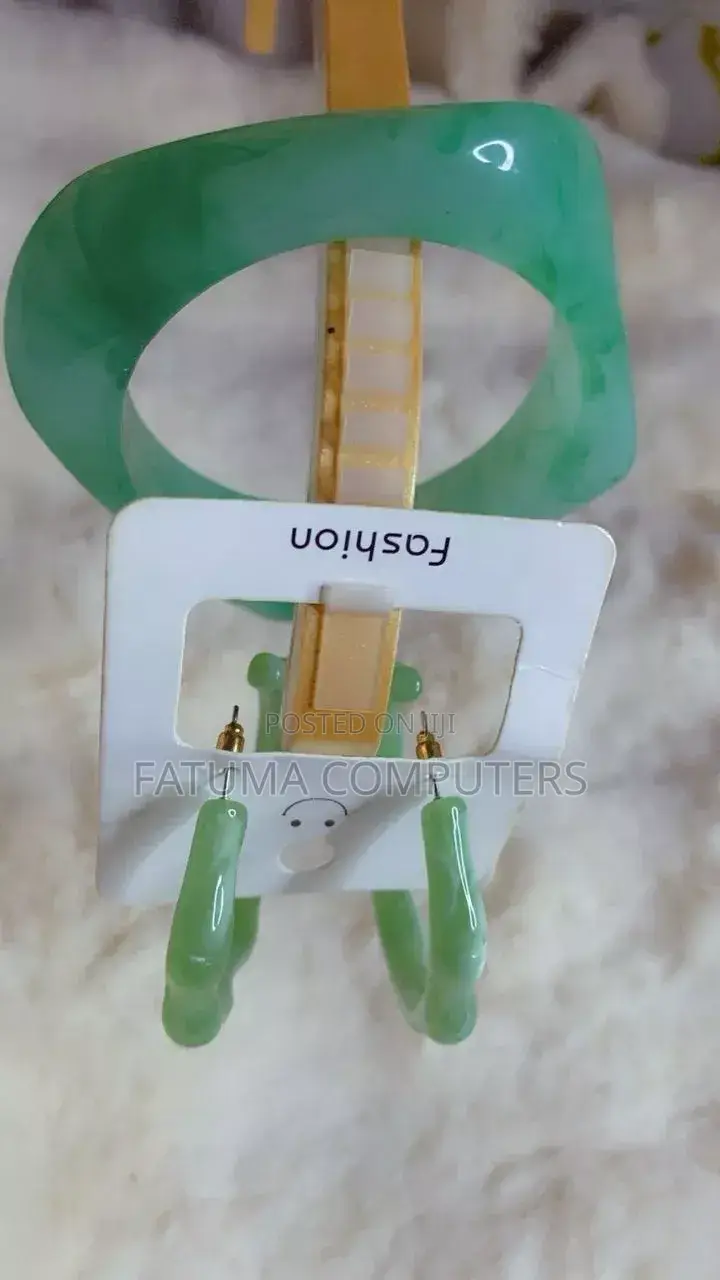 Combo Square Bangle and Acrylic Hoop Earrings