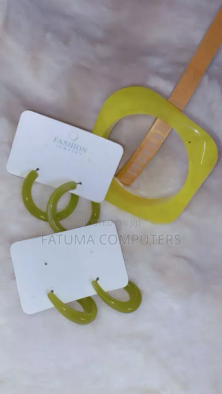 Combo Square Bangle and Acrylic Hoop Earrings