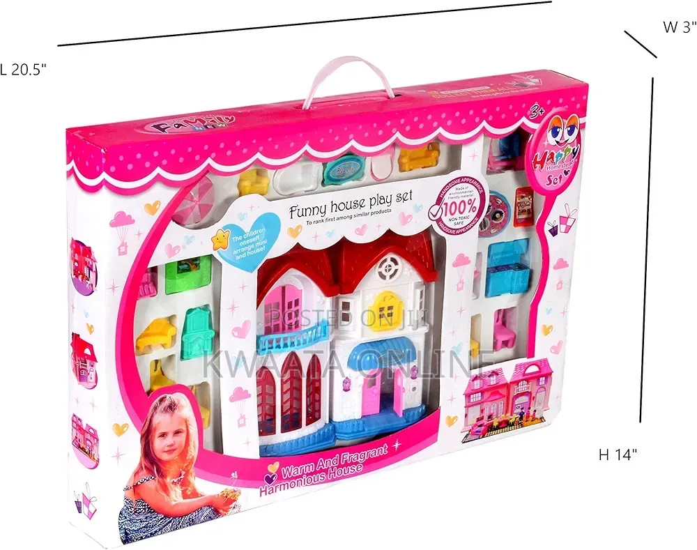 Doll House Set for Kids With Bed Room, Kitchen Furniture Set