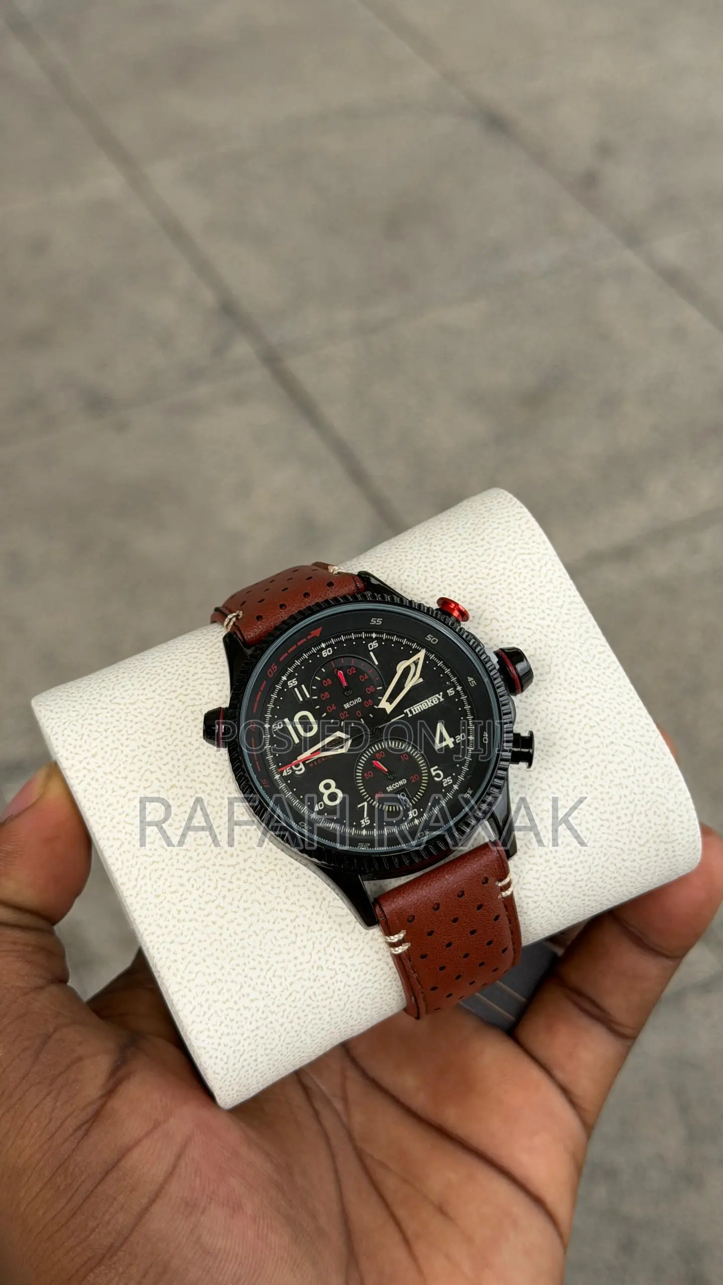 Brown Leather Strap Timekey Men’S Watch