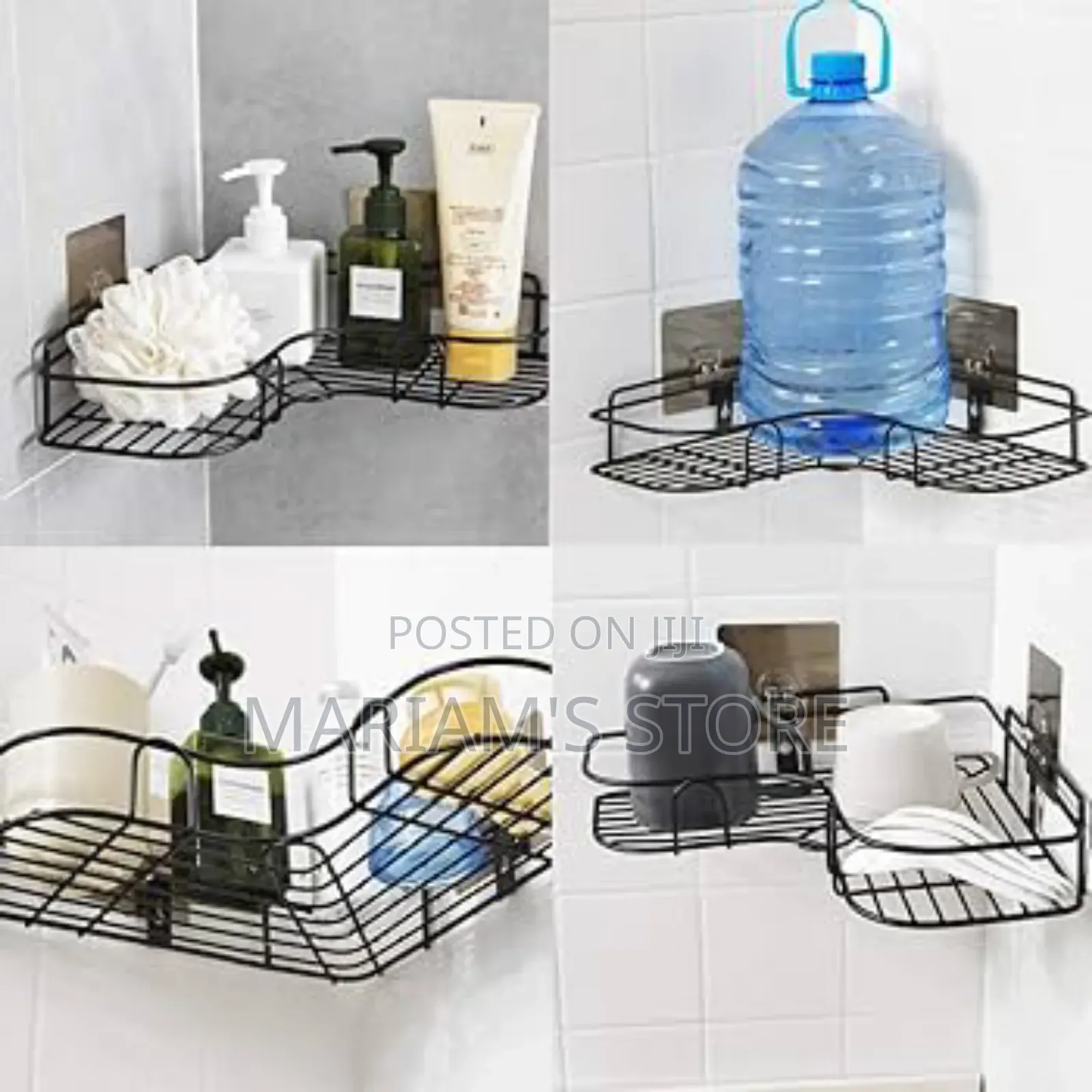 Black Triangular Corner Shower Caddy Organizers Made of Steel