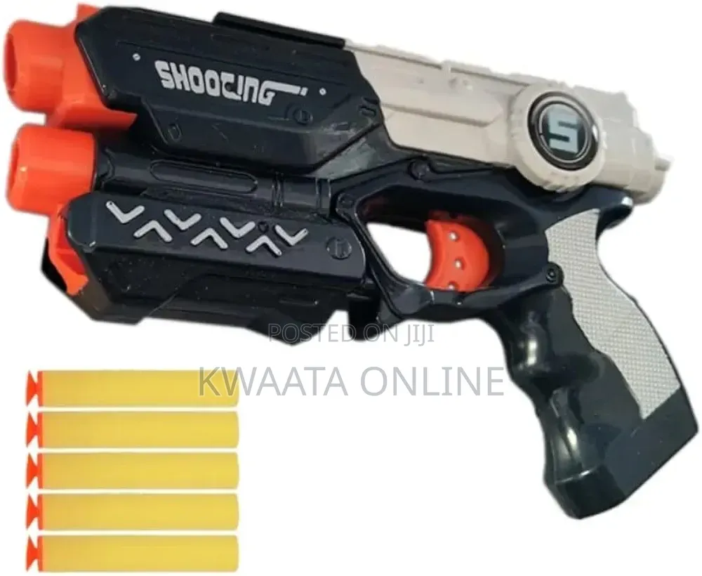 Ravil-v Foam Dart Gun With 5 Darts and 3 Target Cans, Grey and Orange