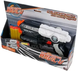 Ravil-v Foam Dart Gun With 5 Darts and 3 Target Cans, Grey and Orange