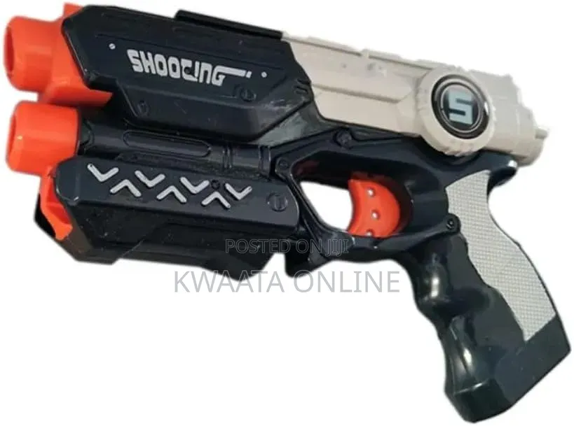 Ravil-v Foam Dart Gun With 5 Darts and 3 Target Cans, Grey and Orange