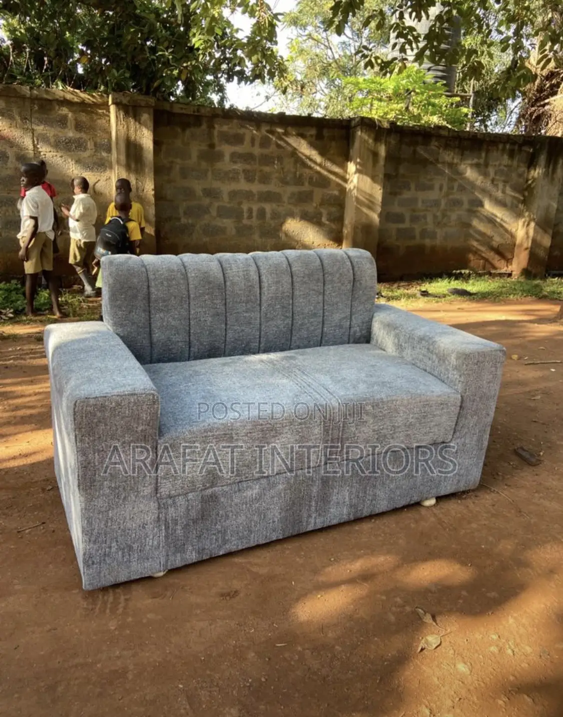 Arafat Gray Channel 2-Seater Sofa 
