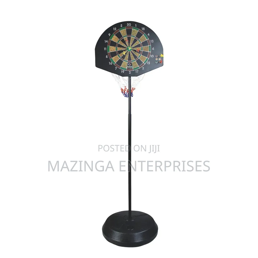 3in1 Dartboard Basketball Hoop On Frestanding Adjustable Metal Stand