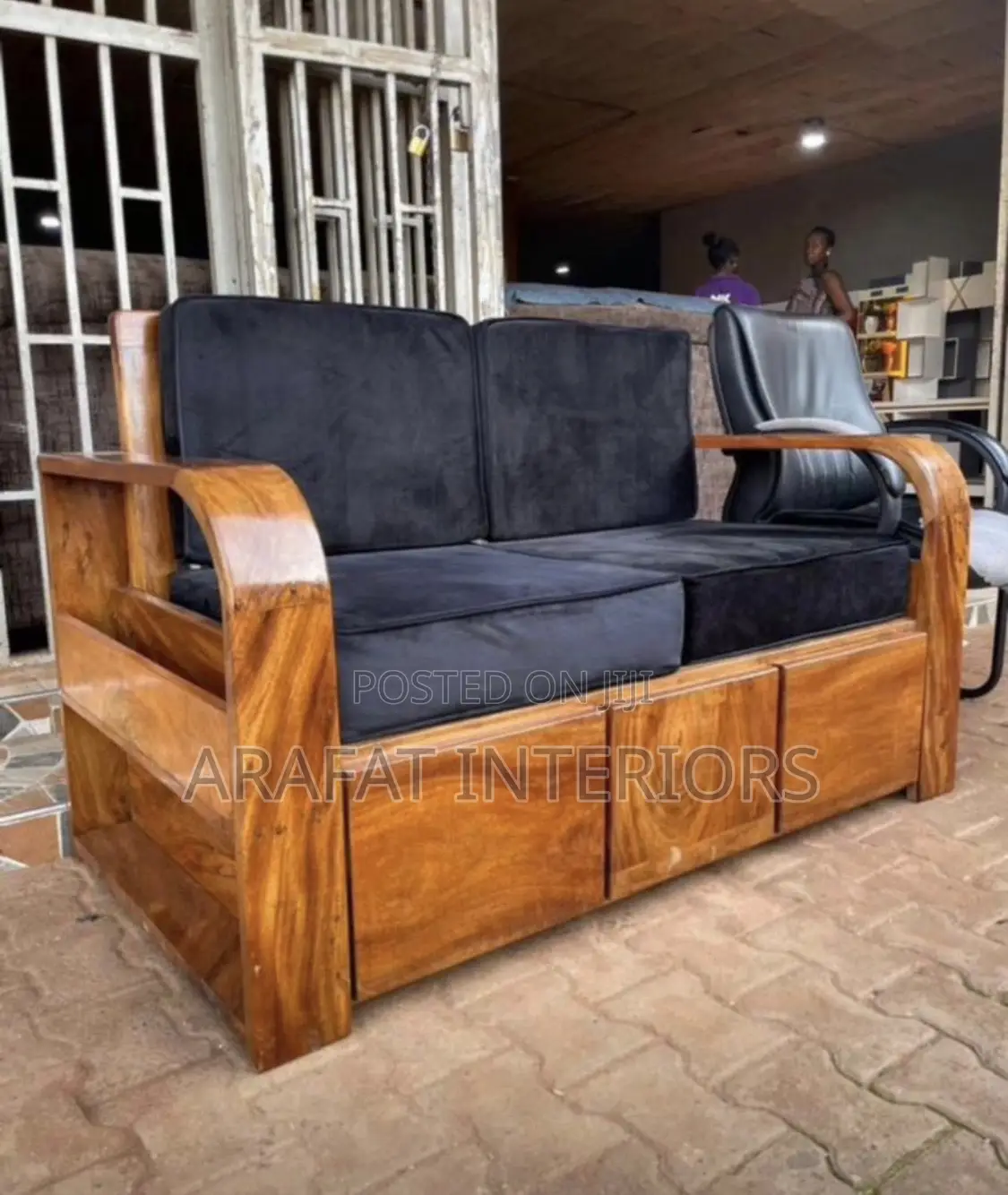 2 Seater Wooden Storage Sofa