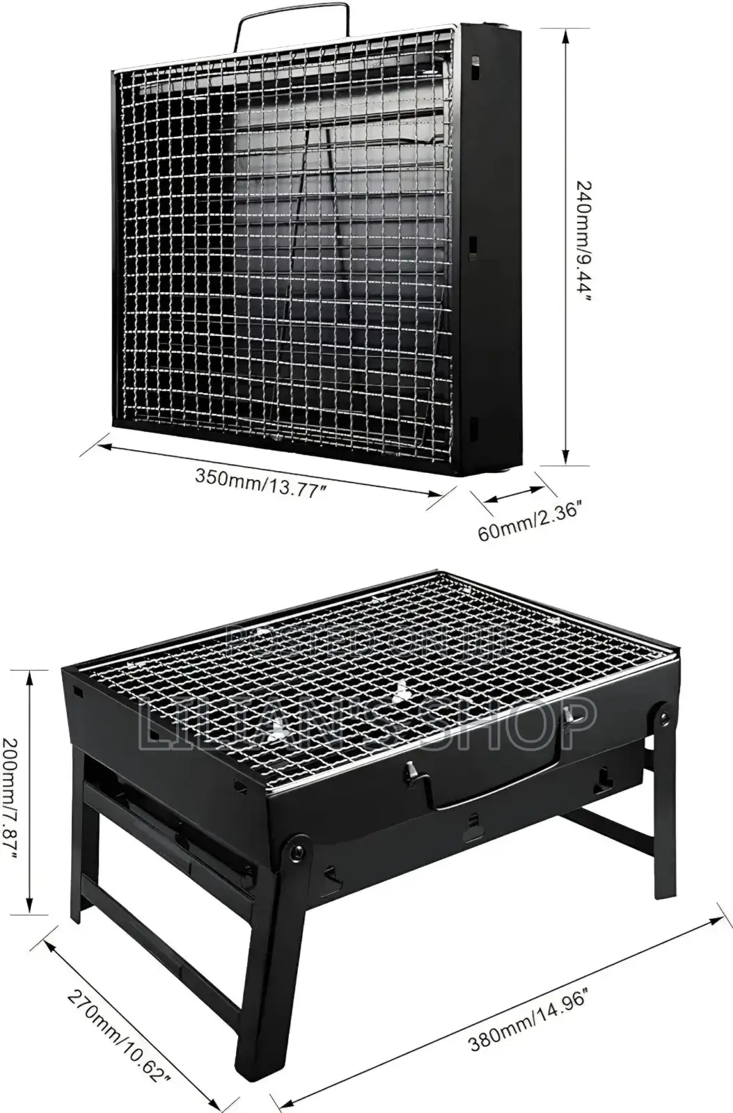 Stainless Steel Folding Portable Charcoal BBQ Grill