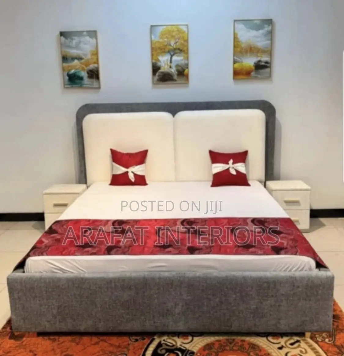 Two-Tone Gray White Bed Set 