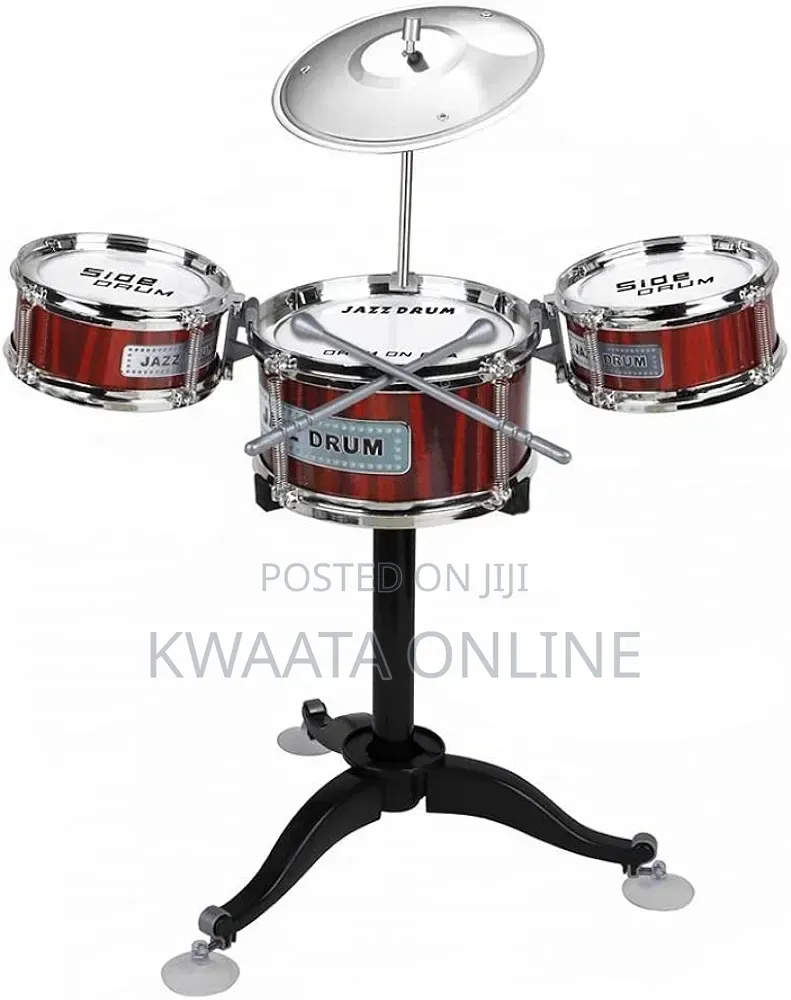 Kids Jazz Drum Set Music Toy 3 Drums Percussion Kit With Stool