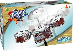 Kids Jazz Drum Set Music Toy 3 Drums Percussion Kit With Stool