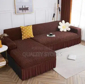 L Shape Sofa Covers Coffee Brown 5 Seaters