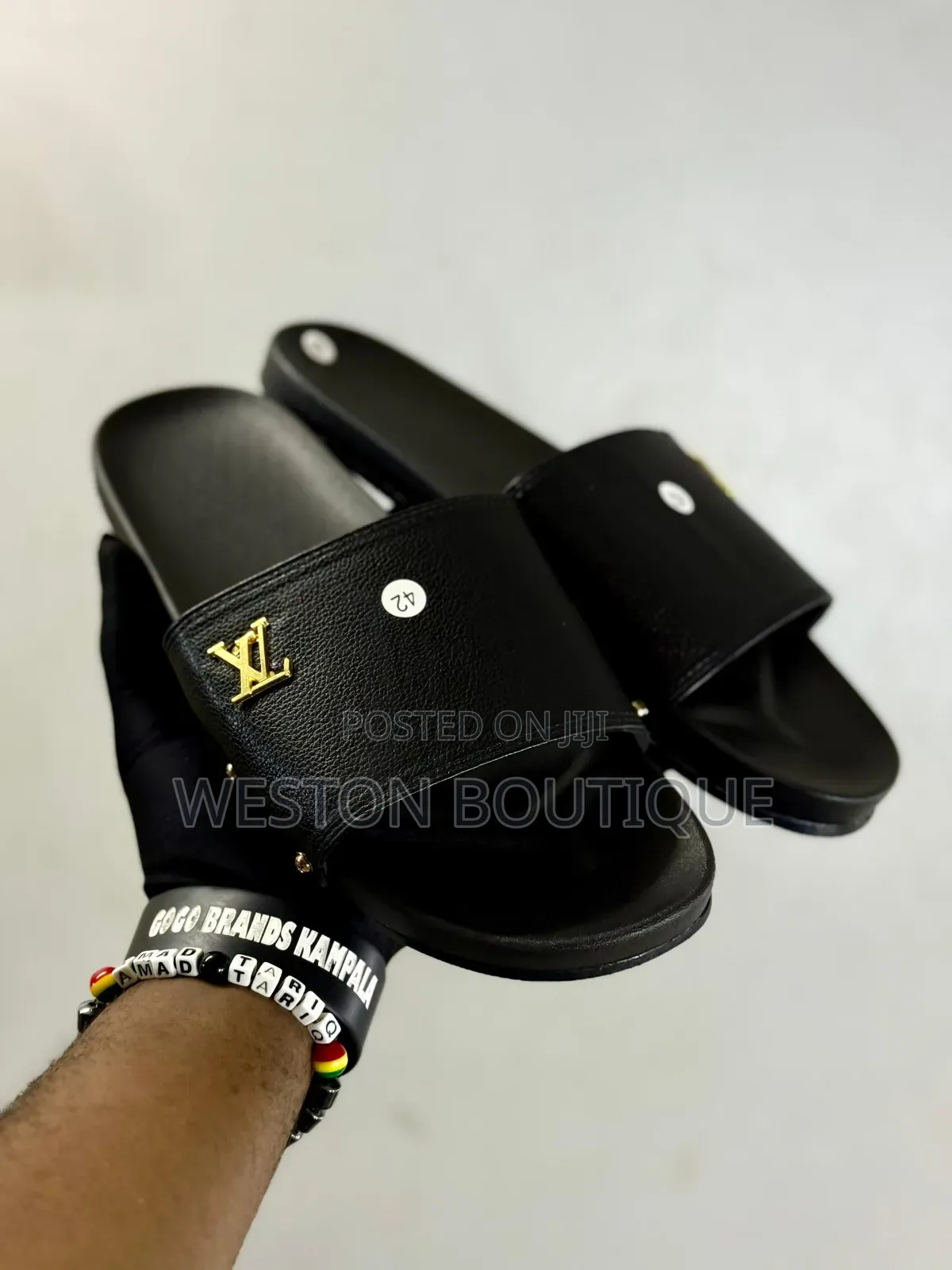 Lv Original Leather Slip One White Sandals