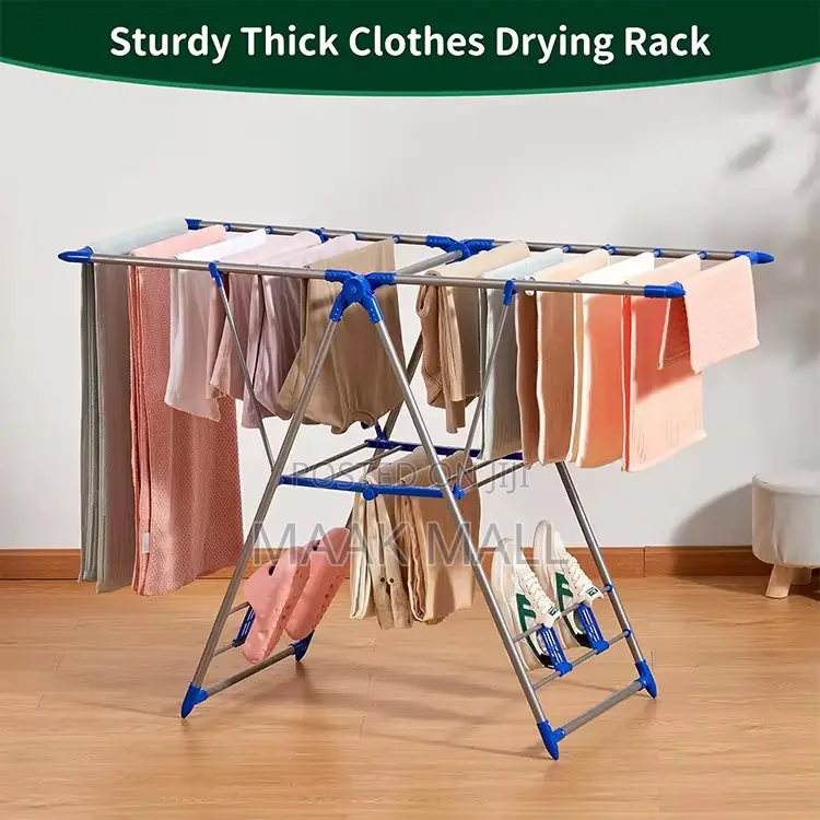 Stainless Steel Foldable Cloth Drying Rack With Adjustable Wings
