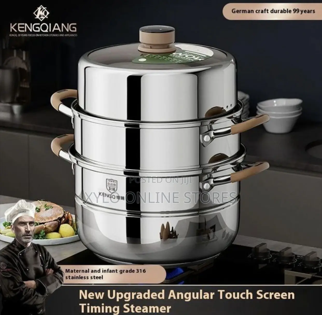 A Stainless Steel Food Steamer