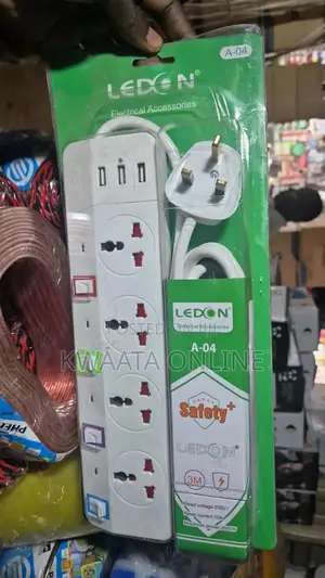 Ledon 4-Way Socket Power Extension Cable With 3 Usb Charging Ports