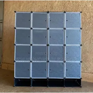 4 Columns Plastic Wardrobe Black