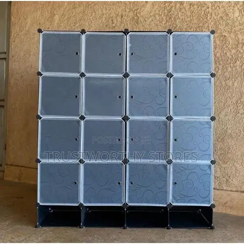 4 Columns Plastic Wardrobe Black