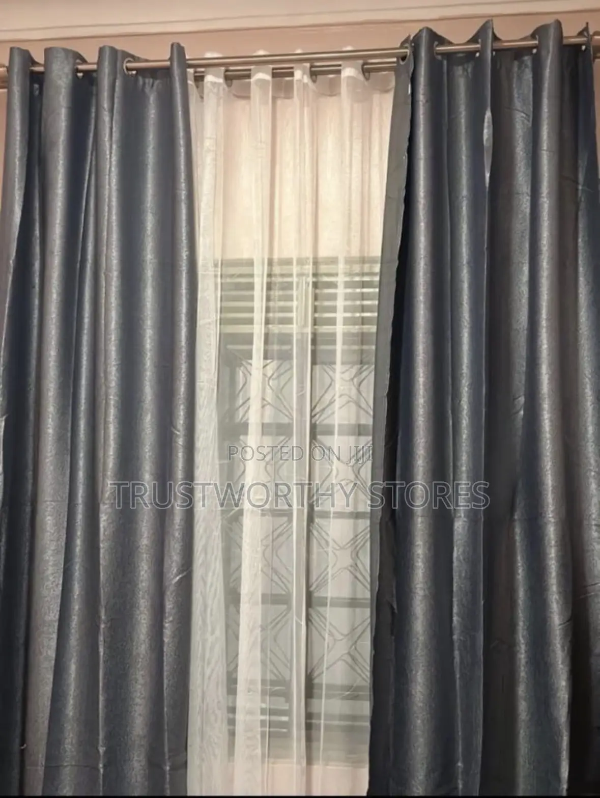 3piece Plain Curtains, Come With 1 Net of 3m