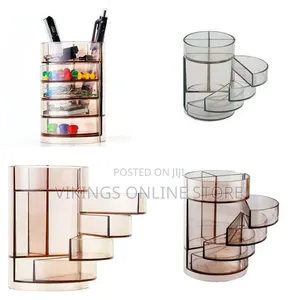 Multi-Tier Rotating Desktop Stationery Organizer - Multicolor