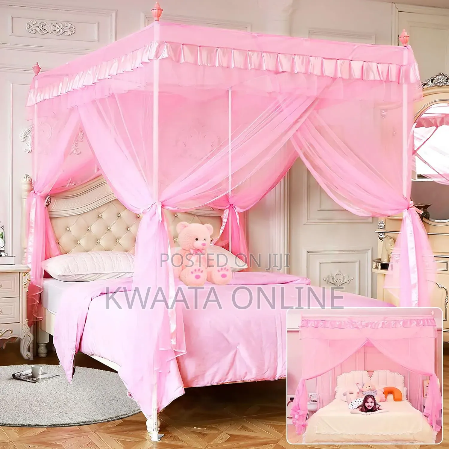 Steel Poles Mosquito Net Bed Cozy Net - Room Decor(5x6, 6x6)