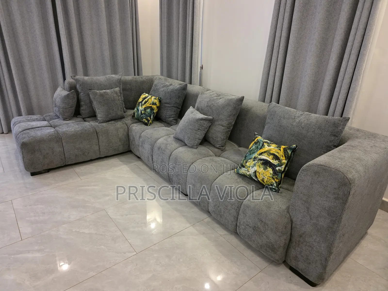 L Shaped Chair With High Density-5 Seater