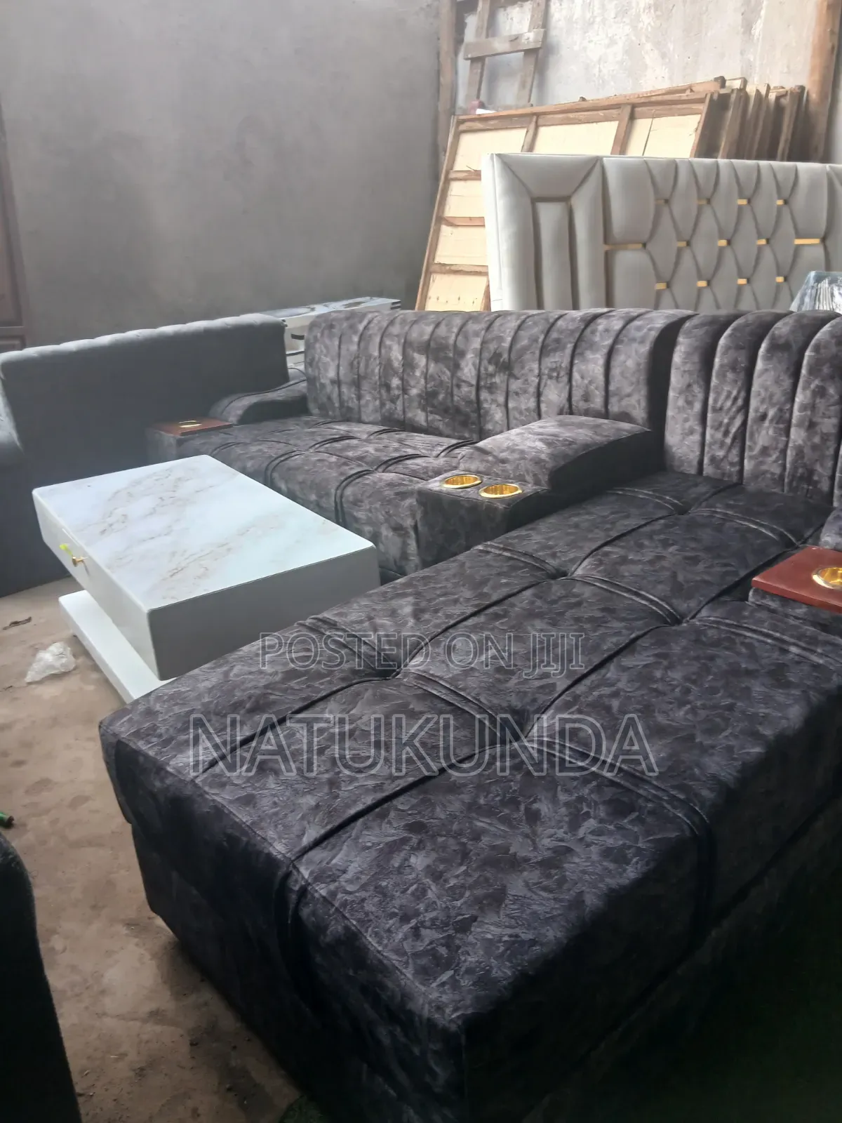 A Beautiful Sofa With Bottle Holders