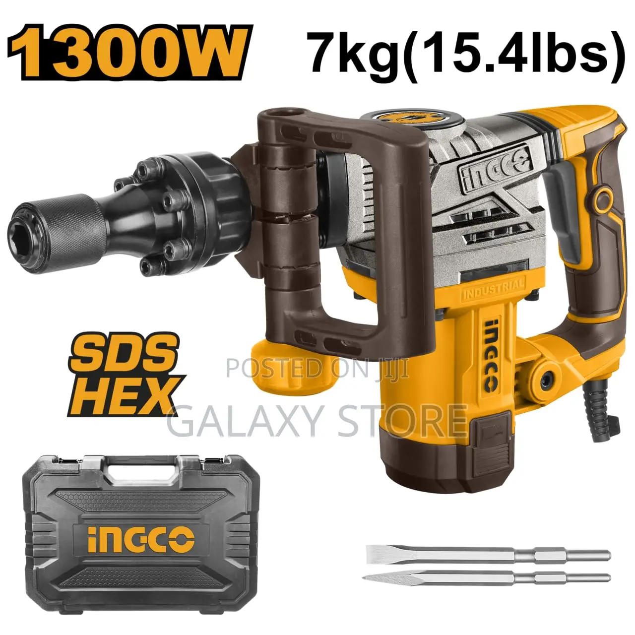 1300w 7kg Demolition Breaker With 2 Chisels - 20j Impact Force