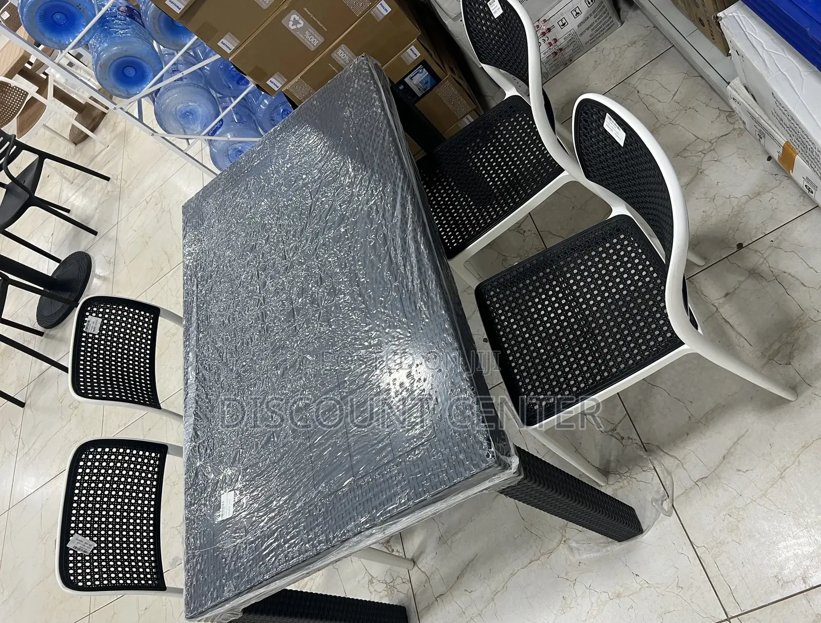 Plastic Dinning 4 Chairs and 6 Seater Table