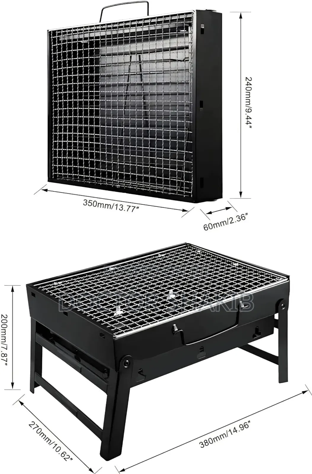Stainless Steel Folding Portable Charcoal BBQ Grill