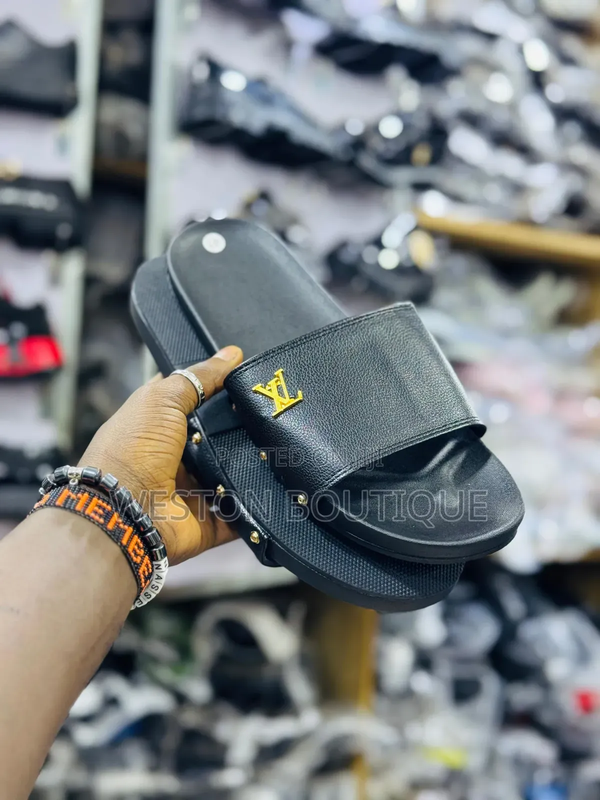 Louis Vuitton Leather Slide Sandals Original