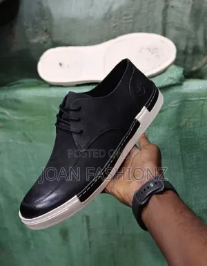 Casual Men's Leather Lace Up Shoes _Black White