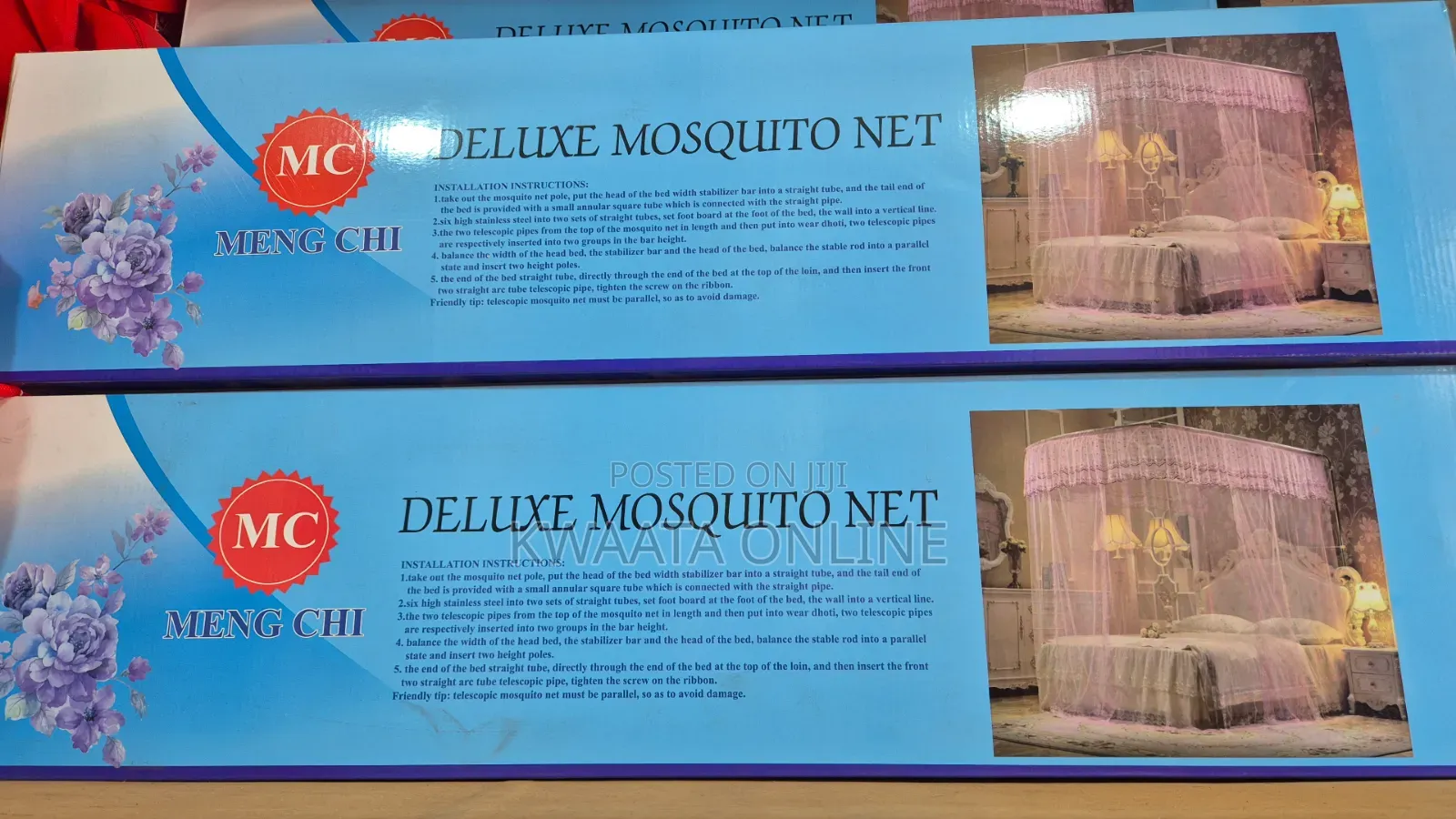 Luxury Bed Canopy Mosquito Net With U-shape Metal Bracket On 2 Stands