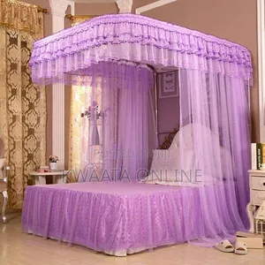 Luxury Bed Canopy Mosquito Net With U-shape Metal Bracket On 2 Stands