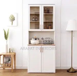 Modern White Kitchen Hutch Display Cabinet 