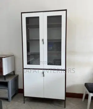 Modern White Dark Brown Display Cabinet 