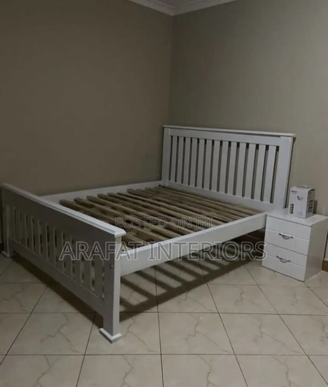 Classic White Slatted Wooden Bed Frame 