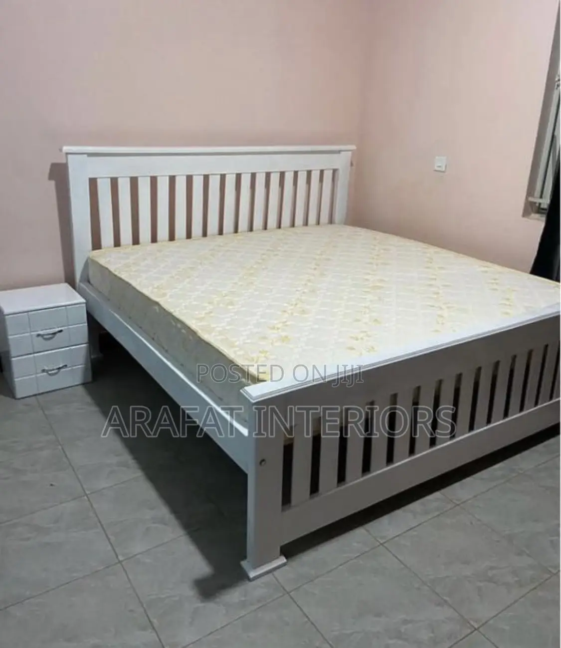 5by6 Classic White Slatted Wooden Bed Set 