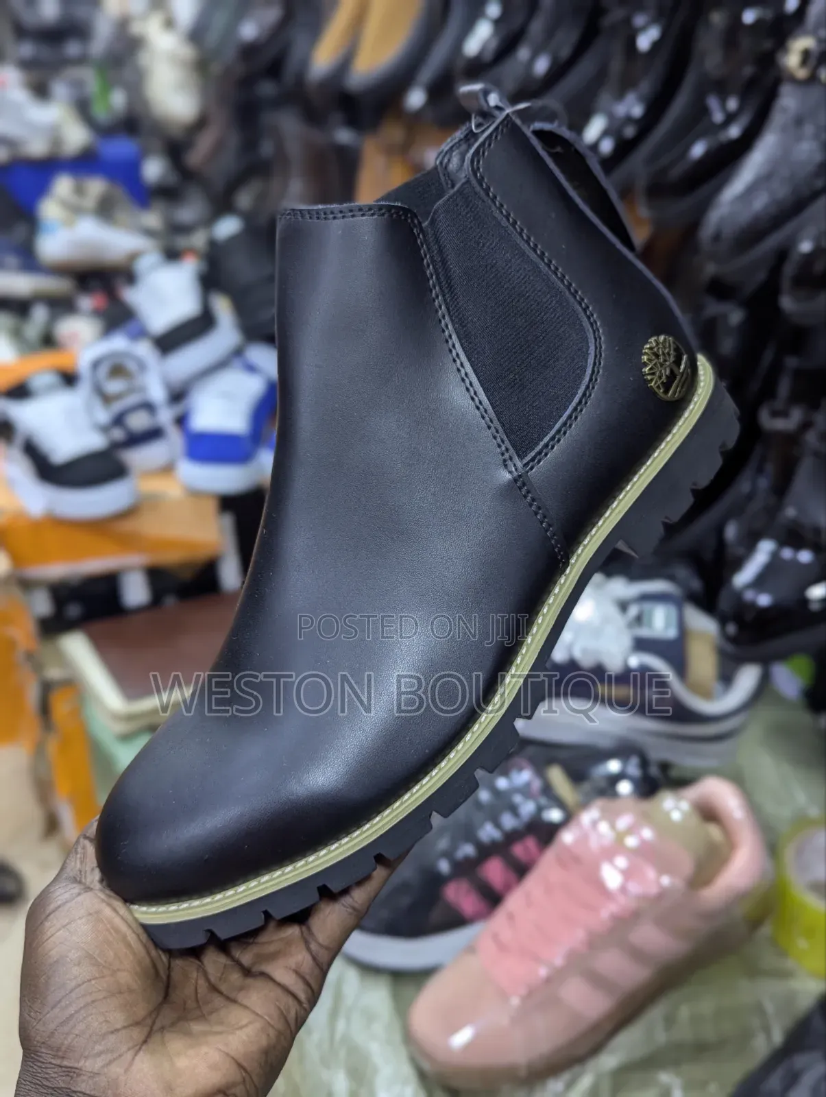 Leather Men's High Boots Size 40 to 45 Inches