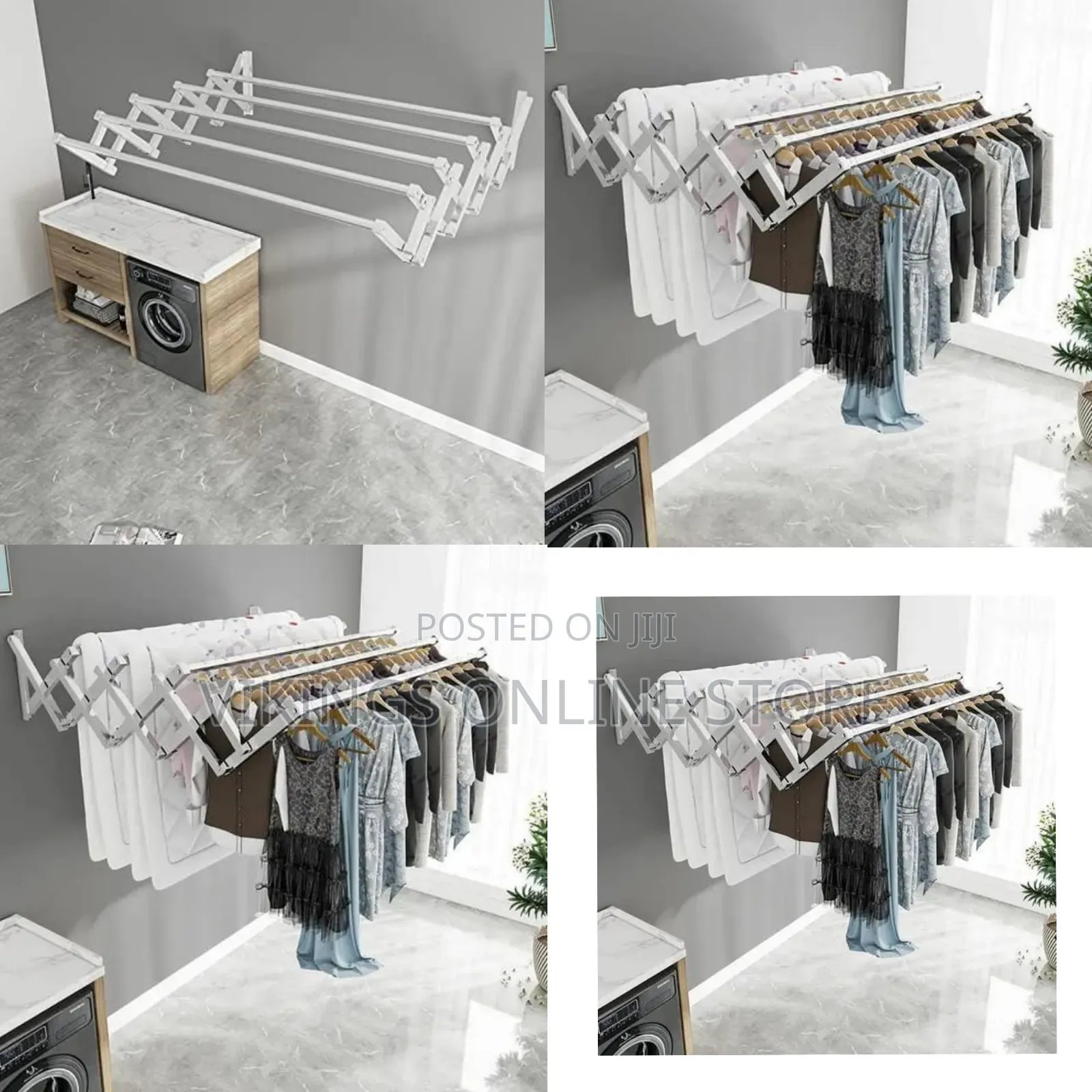 Space-Saving Wall-Mounted Retractable Drying Rack - Multicolor