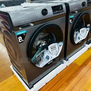 Hisense 8kg Inverter Front Load Washing Machine in a Silver Finish.