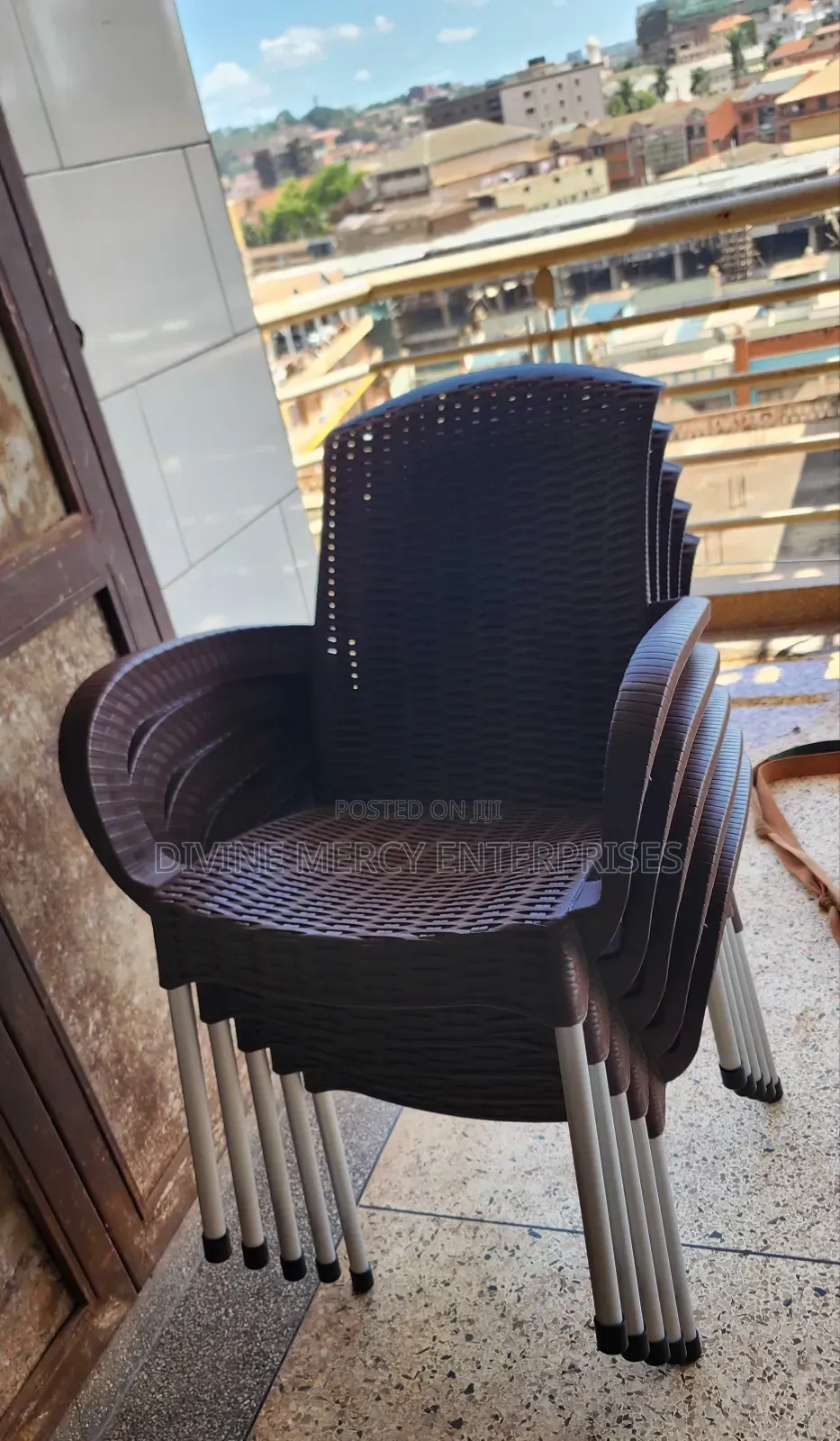 Brown Rottan-Styale Plastic Chairs