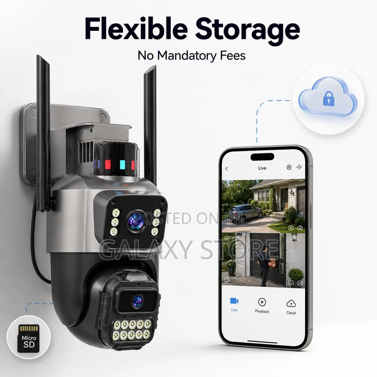 Wifi Outdoor Camera Plug-in Security Camera Outdoor Dual Lens PTZ